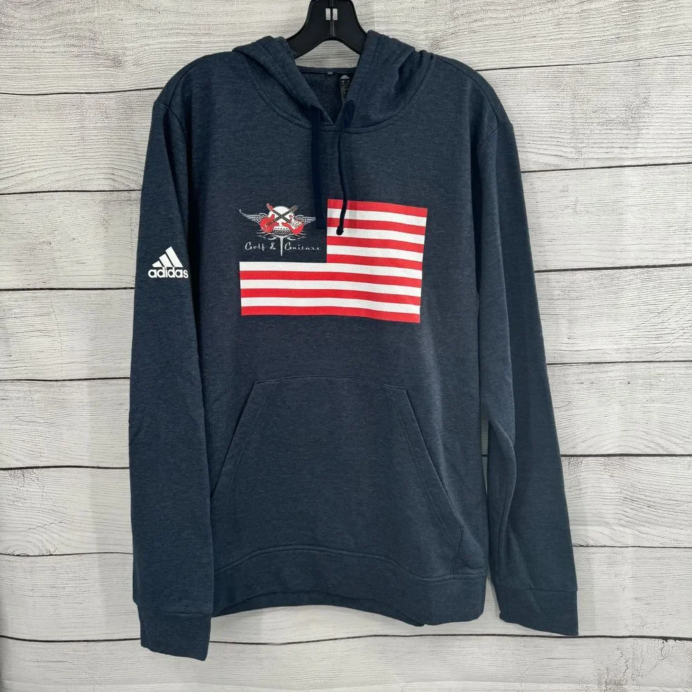 Adidas Golf & Guitars‎ American Flag Hoodie Sweatshirt Patriotic Pullover Medium